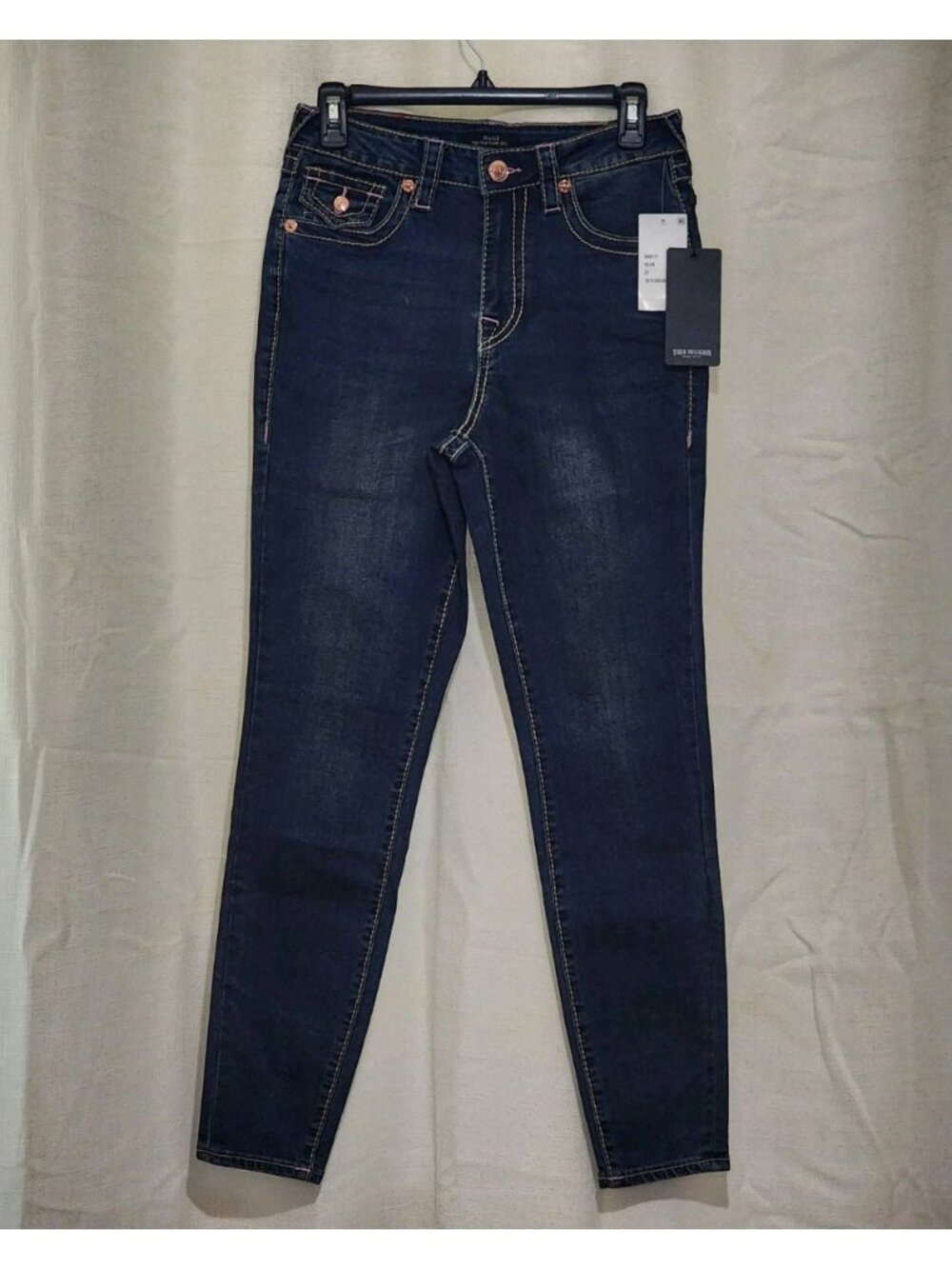 True Religion Women's Denim Jeans High Rise Super Skinny Blue Size 28 NWT - Picture 1 of 16